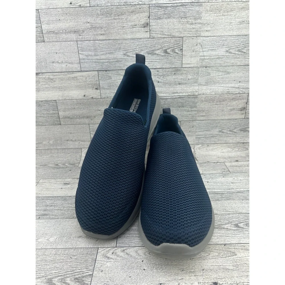Skechers Go Walk Max Men Navy Grey Slip‎ On Walking Shoes 54600 Size 9.5